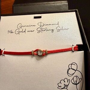 Macy's Red Cord Bracelet with Diamond and Gold Accents